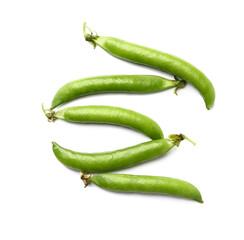 Tasty fresh peas on white background
