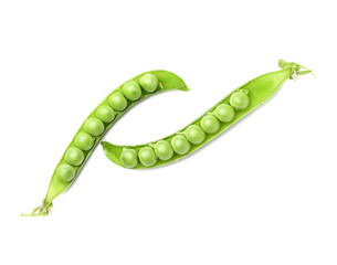 Tasty fresh peas on white background