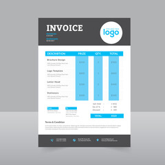 Professional invoice template design in minimal style.	
