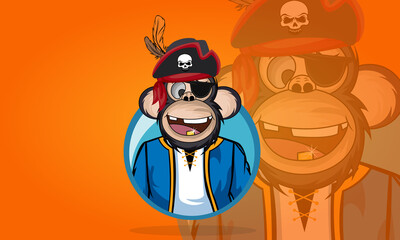 Funny Pirate monkey vector design. Anyone can use This Design Easily.