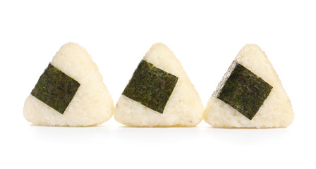 Traditional Japanese onigiri on white background
