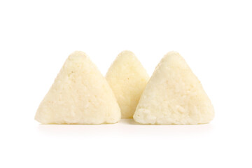 Traditional Japanese onigiri on white background