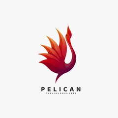 Vector Logo Illustration Pelican Gradient Colorful Style.
