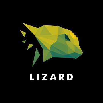 Vector Logo Illustration Lizard Low Poly Style.