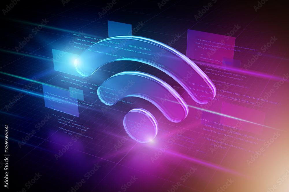 Wall mural wifi abstract background illustration - 3d rendering