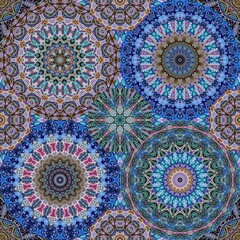 Seamless pattern with decorative mandalas in ethnic style. Print for fabric, textile, wallpaper.