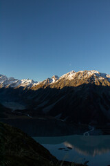 Fototapeta premium View from the Sealy Tarns track in Mt Cook in New Zealand, famous place for trekking and outdoors. 