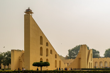 Jaipur, Rajasthan, India; Feb, 2020 : the biggest sundial in the Jantar Mantar, Jaipur, Rajasthan, India