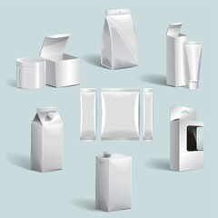 set of boxes and packages