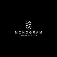 Modern and unique monogram logo design of letter S on black background colours- EPS10 - Vector.