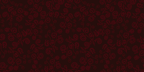 turkish cucumbers pattern seamless.Paisley seamless texture. Template Cloth design, wallpaper.Stock mehndi illustration for design - indian cucumbers background dark red pattern