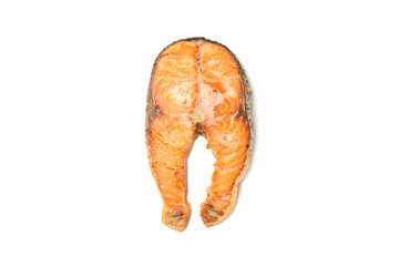 Tasty grilled salmon isolated on white background