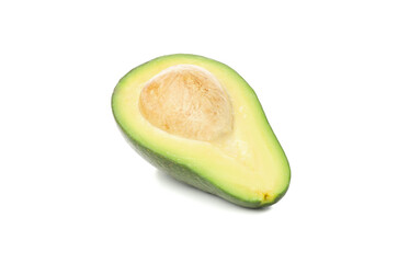 Half of ripe avocado isolated on white background