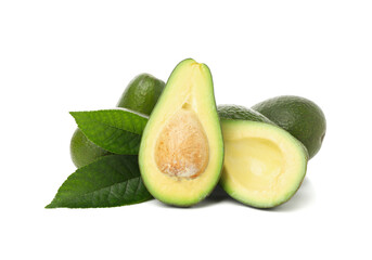 Ripe fresh avocado isolated on white background