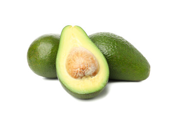 Ripe fresh avocado isolated on white background