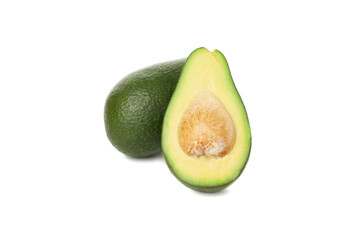 Ripe fresh avocado isolated on white background