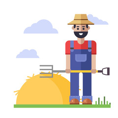 Obraz premium Farmer in a flat design.