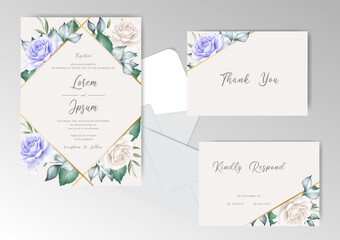 Beautiful Watercolor Floral Wedding Invitation Cards Template