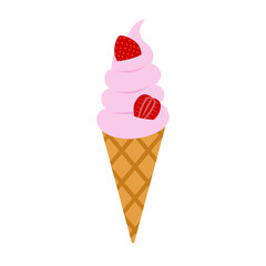 Strawberry ice cream cone