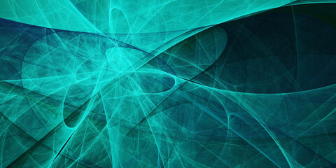 Abstract chaotic grey and turquoise glass shapes. Fantasy geometric fractal background. Digital art. 3d rendering.