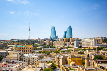 The skyline of City Baku, the capital of Azerbaijan.