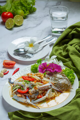 Papaya Salad Papaya Blue Crab Fresh Thai food.