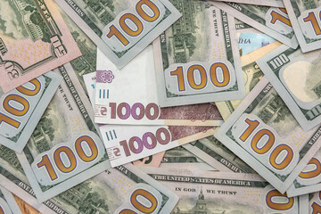 money background. dollar and gryvnia bills. exchange