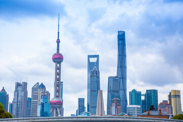 Fototapeta premium Lujiazui, the financial district in Shanghai, China.