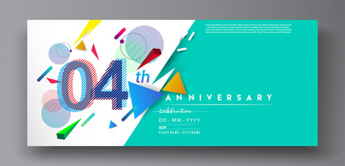 4th years anniversary logo, vector design birthday celebration with colorful geometric isolated on white background.