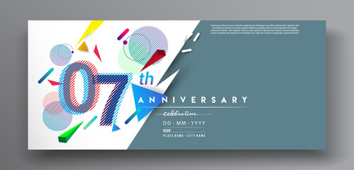 7th years anniversary logo, vector design birthday celebration with colorful geometric isolated on white background.