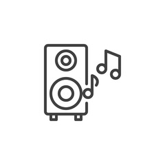 Audio speaker line icon. linear style sign for mobile concept and web design. Music speaker and musical notes outline vector icon. Symbol, logo illustration. Vector graphics