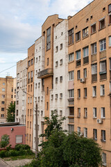 Kiev (Kyiv), Ukraine - June 20, 2020: Residential building with unusual and non-typical architecture which was built in 1987