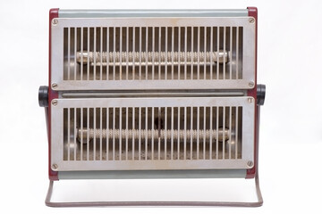 Old electric heater isolated with clipping path on white background