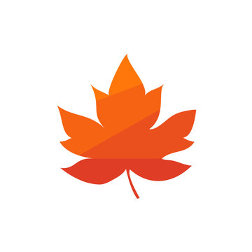 Concepto otoño. Icono plano hoja de arce dividida en piezas de colores naranja
