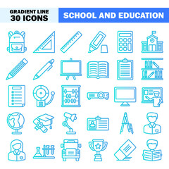 School and education icon vector illustration in gradient line style for any projects, use for website mobile app presentation