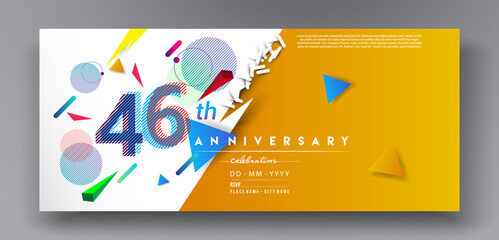 46th years anniversary logo, vector design birthday celebration with colorful geometric isolated on white background.