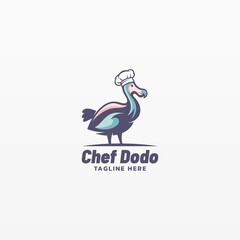 Vector Logo Illustration Chef Dodo Simple Mascot Style. © Artnivora