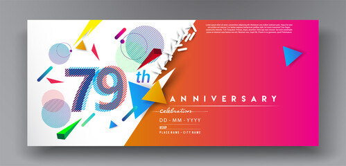 79th years anniversary logo, vector design birthday celebration with colorful geometric isolated on white background.