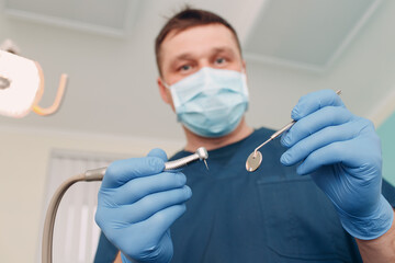 Fototapeta na wymiar Dentistry. Dental clinic. Doctor and patient. Teeth health.