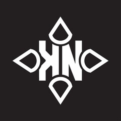 KN Logo monogram with four cone rounded by the shape design template