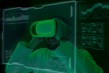 Arab Man Wearing VR Headset