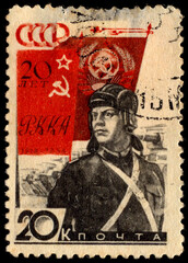 USSR - CIRCA 1936: A Stamp printed in the USSR, 20th universally of RKKA, red army, circa 1936