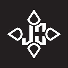 JO Logo monogram with four cone rounded by the shape design template