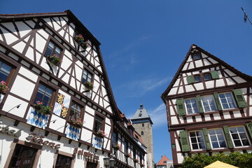 Fachwerkhäuser und Pfeiferturm in Bretten
