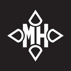 MH Logo monogram with four cone rounded by the shape design template