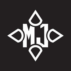MJ Logo monogram with four cone rounded by the shape design template