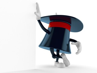 Magic hat character lean on wall