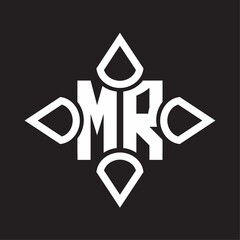 MR Logo monogram with four cone rounded by the shape design template