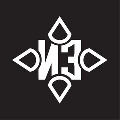 NE Logo monogram with four cone rounded by the shape design template