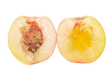fresh juicy peach on a white background